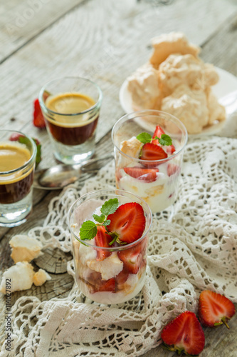 Traditional eton mess with strawberry