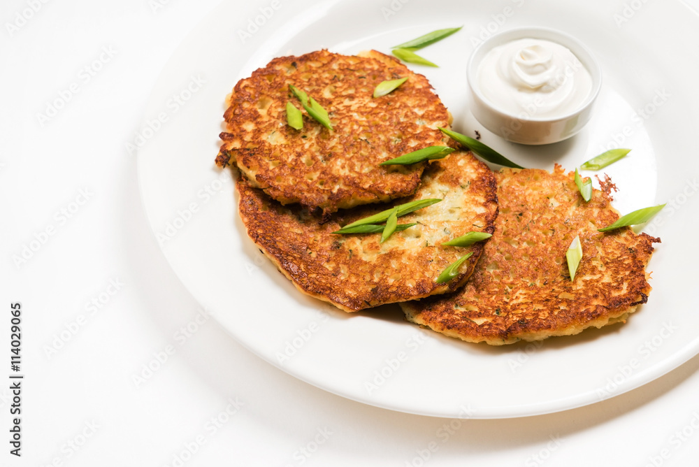 potato pancakes with sour cream