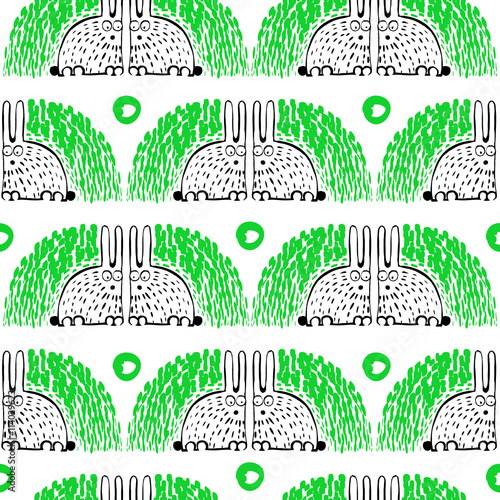 Vector seamless pattern with rabbits