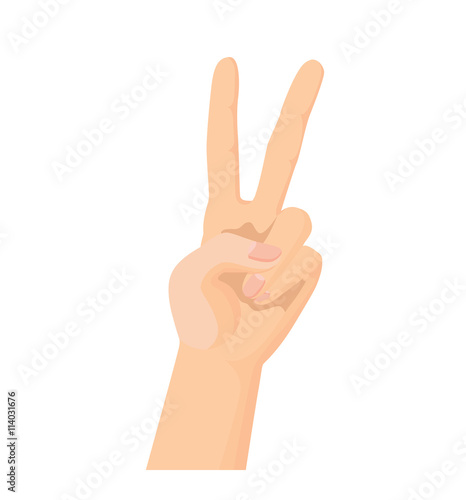 Vector of hand showing two fingers or peace sign 