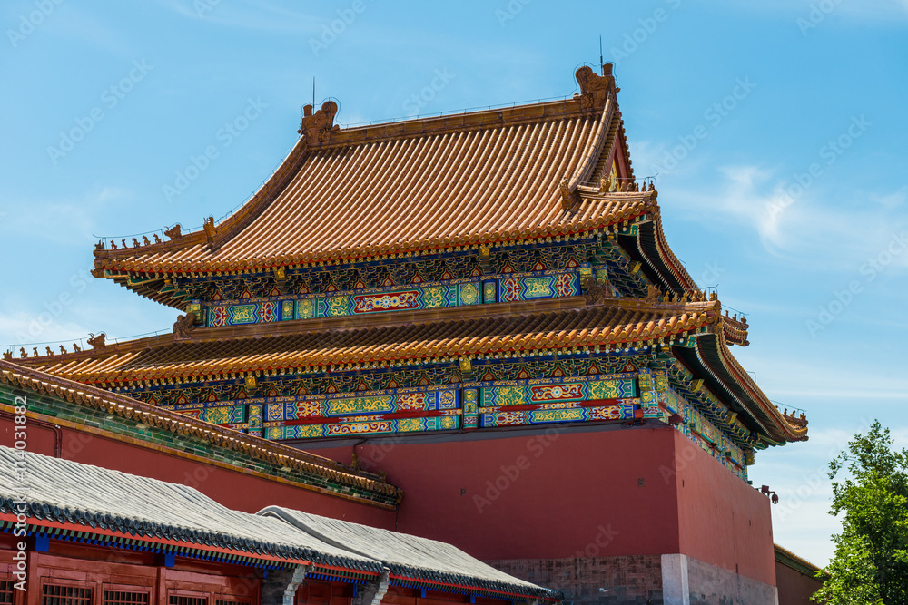 the forbidden city on the hall of roof structure, the highest level of ancient architectural style in China. the forbidden city on the hall of roof structure, the highest level of ancient architectural style in China.
