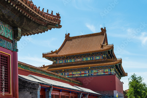 the forbidden city on the hall of roof structure  the highest level of ancient architectural style in China.