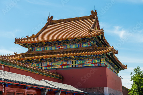 the forbidden city on the hall of roof structure, the highest level of ancient architectural style in China.
