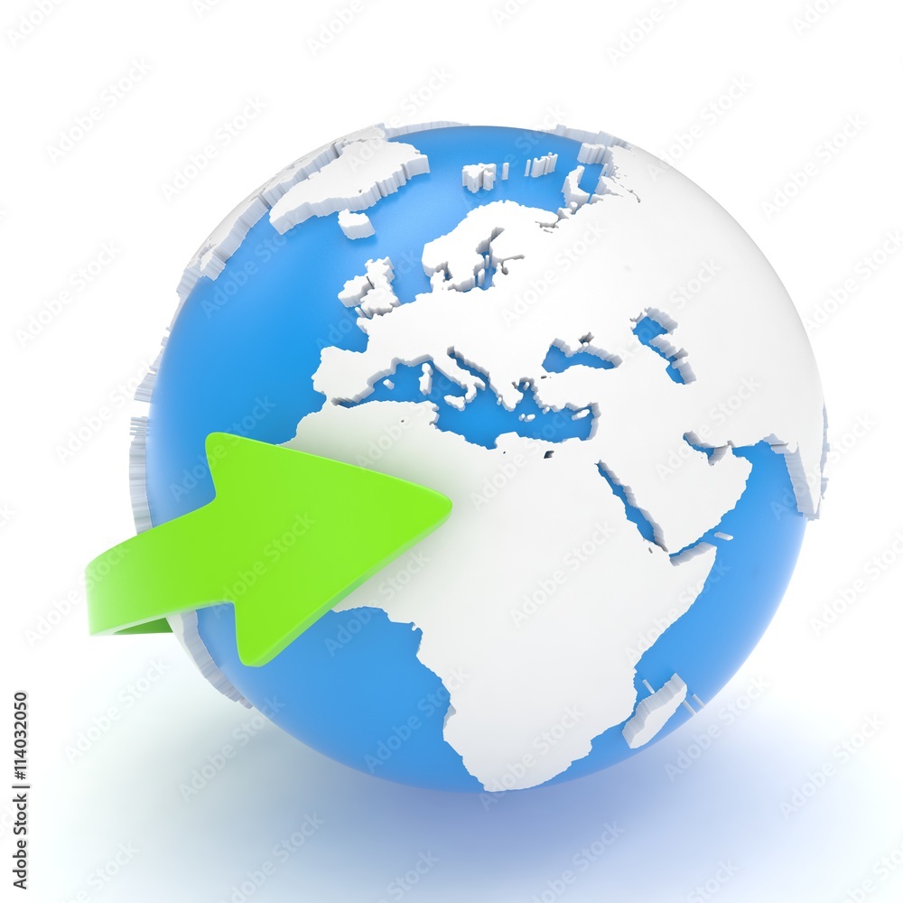 Fototapeta premium Arrow and Earth globe. 3d render