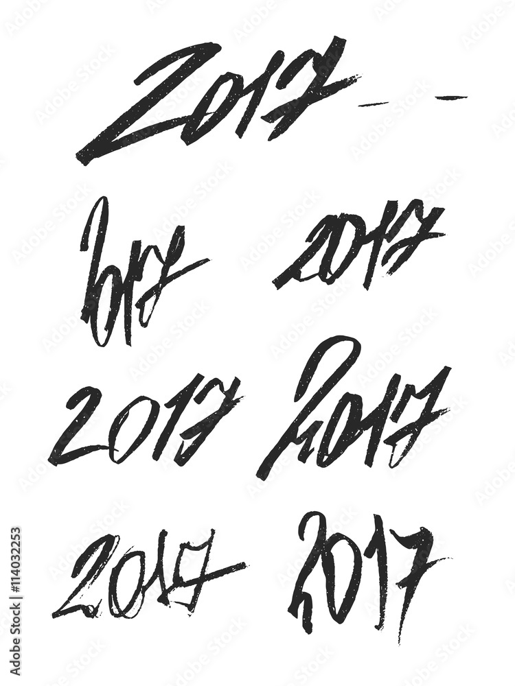 Beautiful inscription 2017 year. Set of several beautiful strokes with 2017. Happy New Year 2017. Beautiful inscription 2017 year. Set of several beautiful strokes with 2017. Happy New Year 2017.