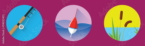 Round flat fishing icons