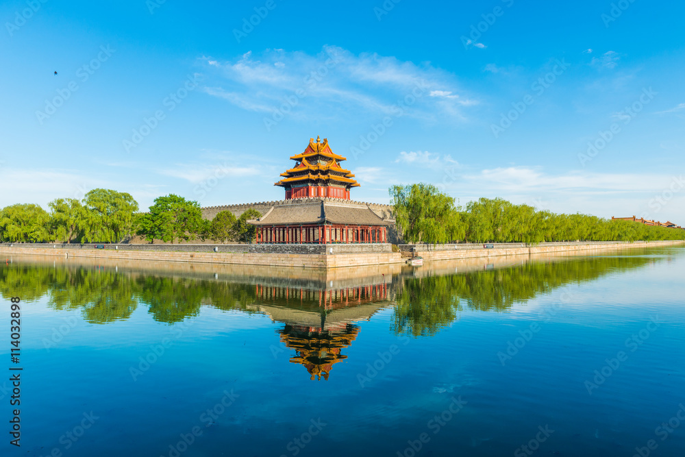 Corner Tower in Imperial Palace in Beijing, China Corner Tower in Imperial Palace in Beijing, China