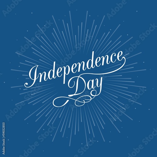 Israel Independence day calligraphic handwriting lettering and star burst with blue background