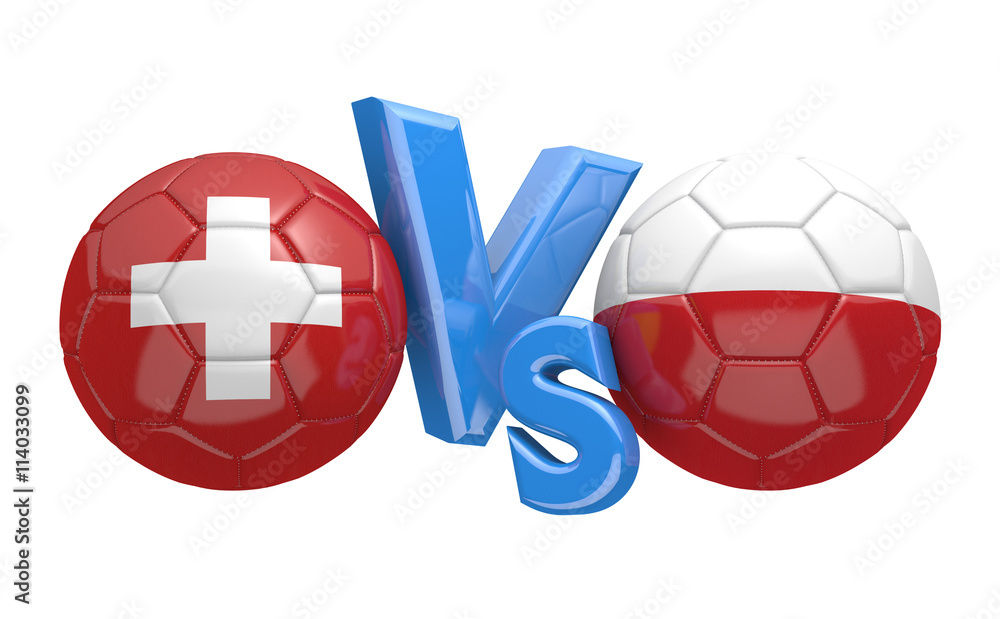 Football competition between national teams Switzerland vs Poland, 3D