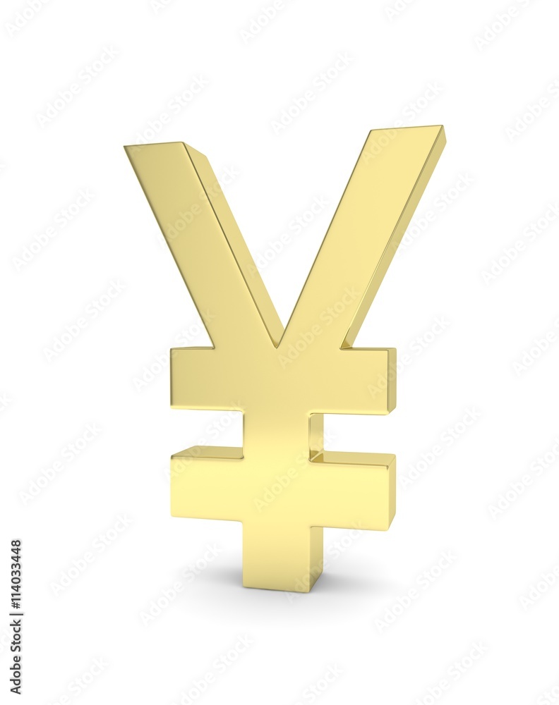 Isolated golden yen yuan sign on white background. Chinese japanese currency. Concept of investment, asian market, savings. Power, luxury and wealth. 3D rendering. Isolated golden yen yuan sign on white background. Chinese japanese currency. Concept of investment, asian market, savings. Power, luxury and wealth. 3D rendering.