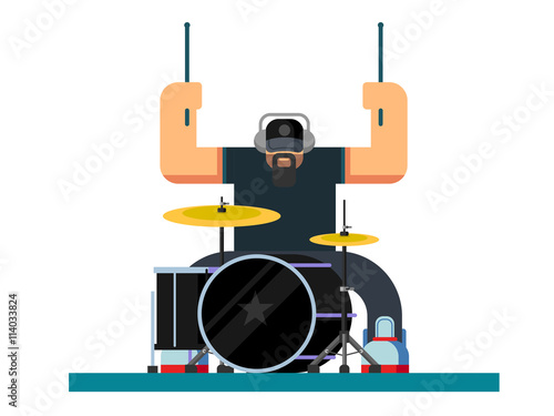 Drummer character flat illustration