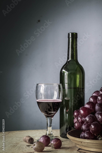 Glass of wine on a wooden