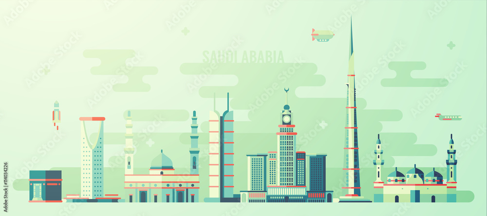 Saudi Arabia skyline world tallest building vector