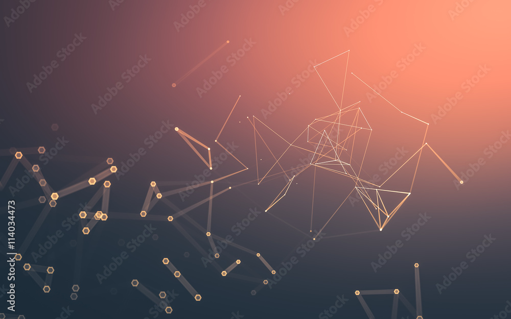 Fototapeta premium Abstract polygonal space low poly dark background, 3d rendering