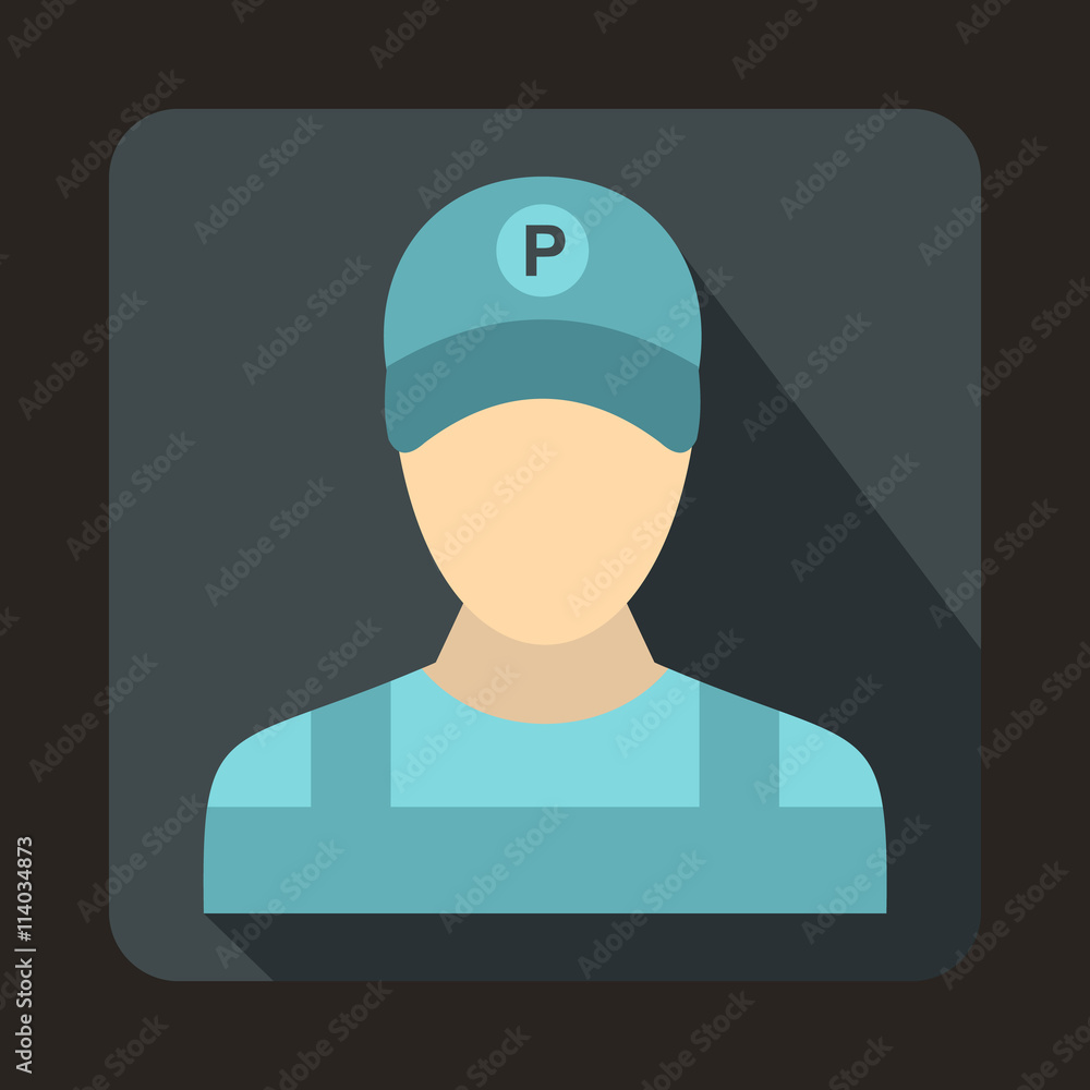 Parking attendant icon in flat style Stock Vector | Adobe Stock