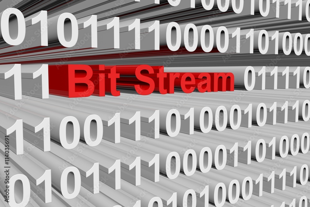 bit stream in the form of binary code, 3D illustration