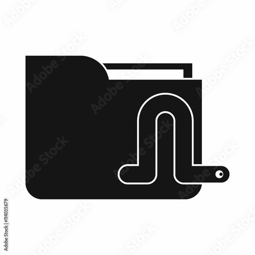 Computer worm icon, simple style