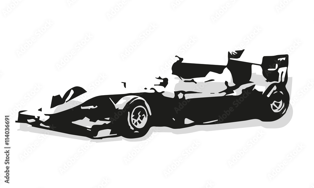 Obraz premium Formula car vector silhouette illustration