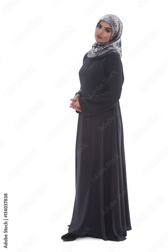 Young Muslim Girl Smiling On White Background