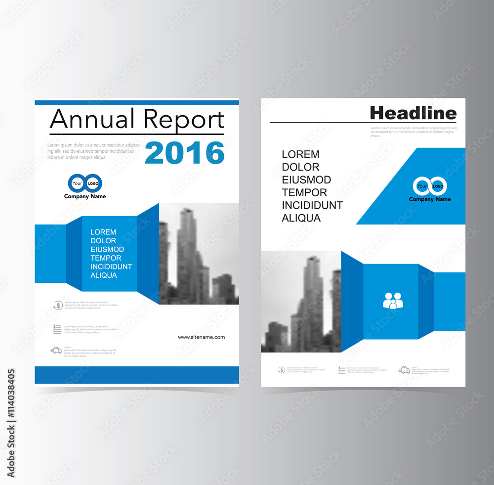 Blue annual report Brochure Flyer Leaflet  template vector A4 size design, book cover layout design, Abstract presentation
