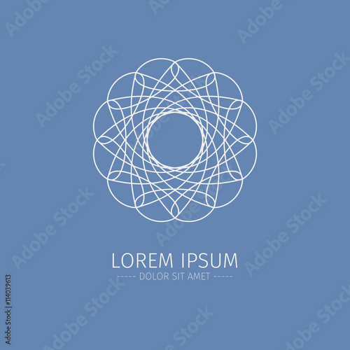 Luxury Logotype. White logotype. Sign in the shape of a flower. Simple geometric logo for boutique.