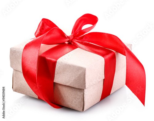 gift box red bow isolated