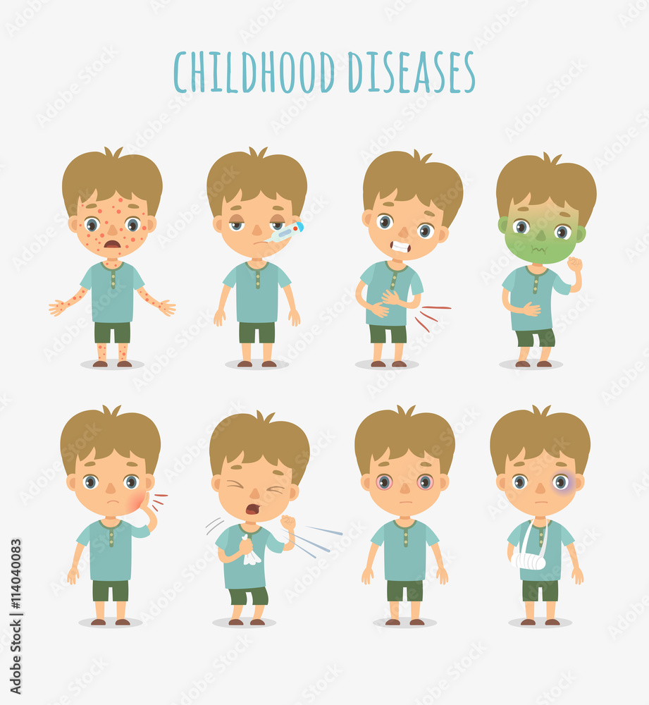 Vector illustration of children's diseases. Vector illustration of children's diseases.