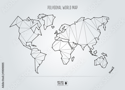 Polygonal abstract world map. Vector illustration
