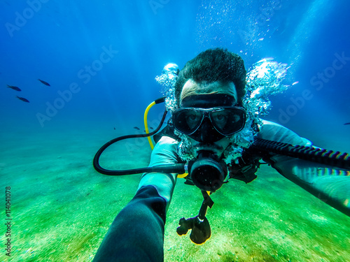 Underwater diver selfie.