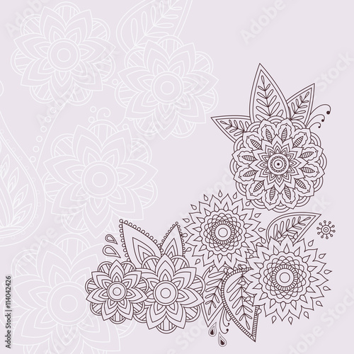 Beautiful vector floral elements in indian mehndi style