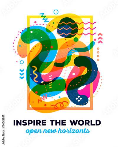 Vector illustration of colorful abstract composition with text o