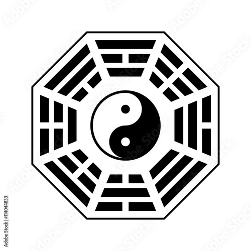 Vector Yin and yang symbol. Modern yin-yang symbol isolated on white background. King Wen "Later Heaven" bagua arrangement