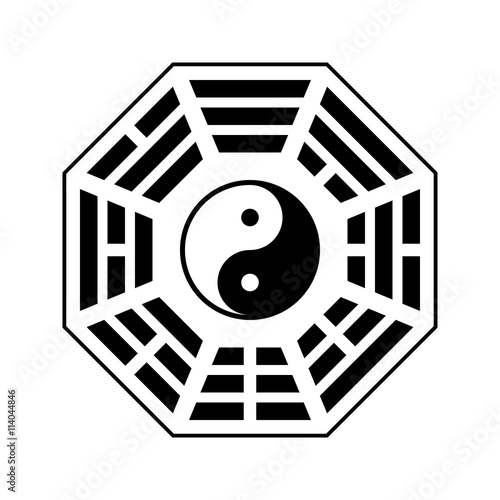 Vector Yin and yang symbol. Modern yin-yang symbol isolated on white background. Fu Xi "Earlier Heaven" bagua arrangement