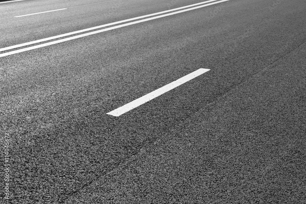 Asphalt road with marking lines white stripes Asphalt road with marking lines white stripes