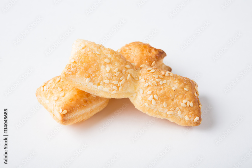 Baked sticks on white Baked sticks on white