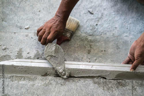 Workers were plastering - plaster concrete worker

