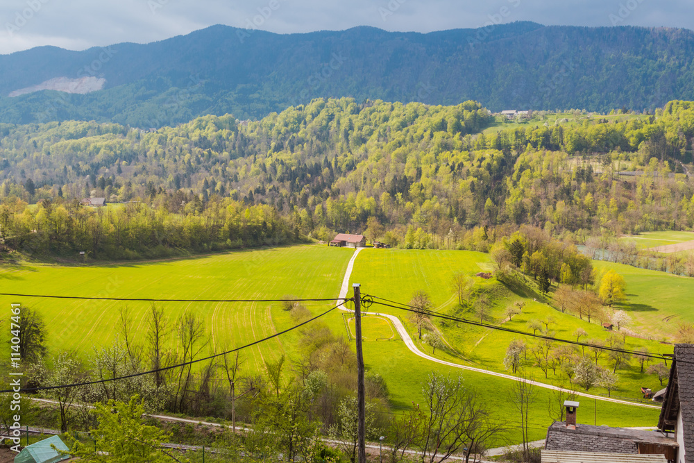Beautiful spring valley view under rays of sun. Beautiful spring valley view under rays of sun.