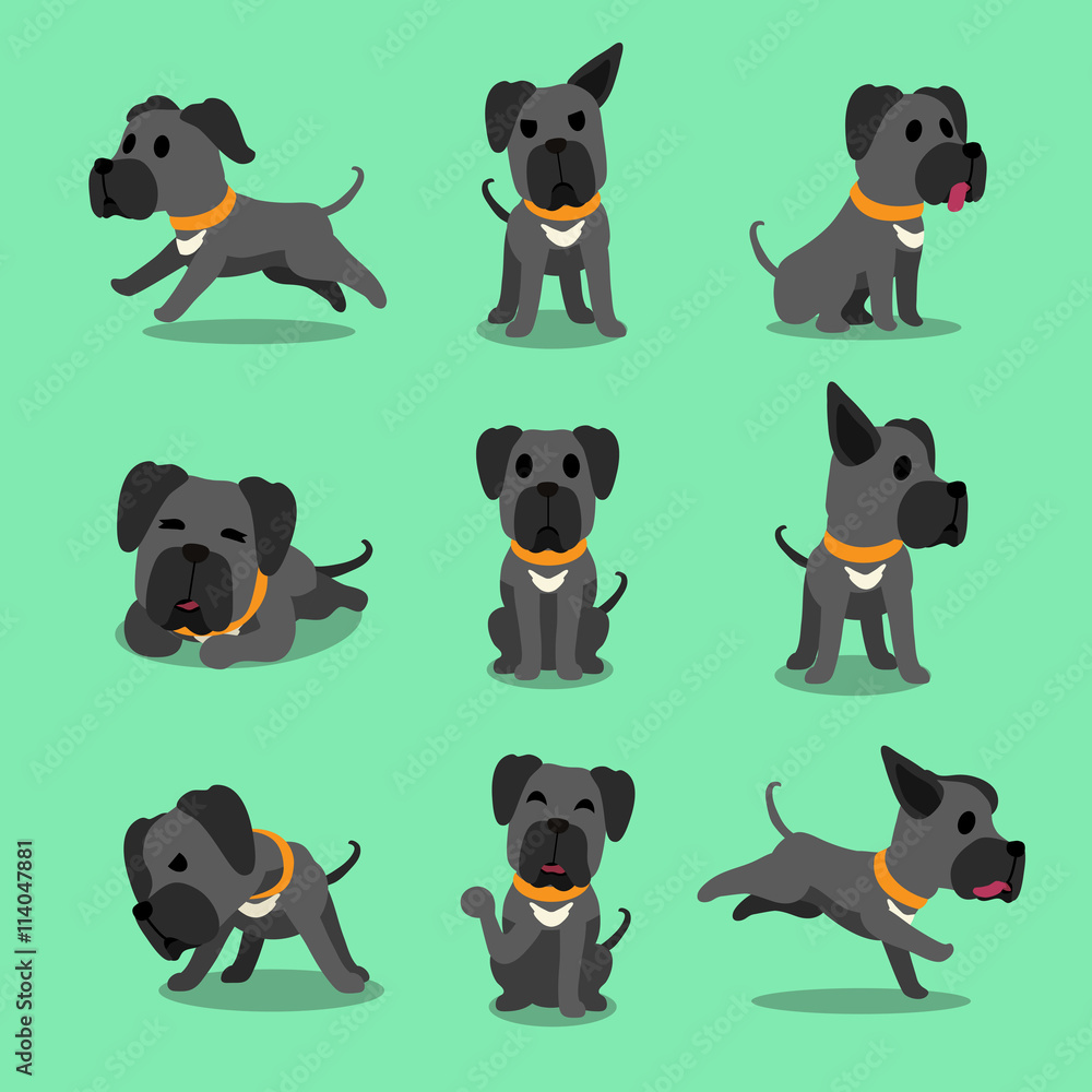 Obraz premium Cartoon character grey great dane dog poses