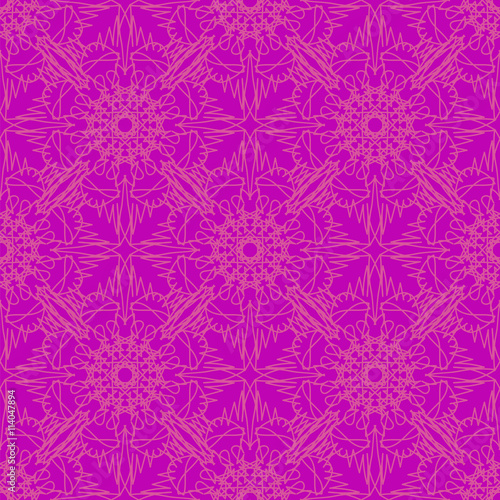 Seamless Texture on Pink. Element for Design. Ornamental Backdrop. Pattern Fill. Ornate Floral Decor for Wallpaper. Traditional Decor on Pink Background © valeo5
