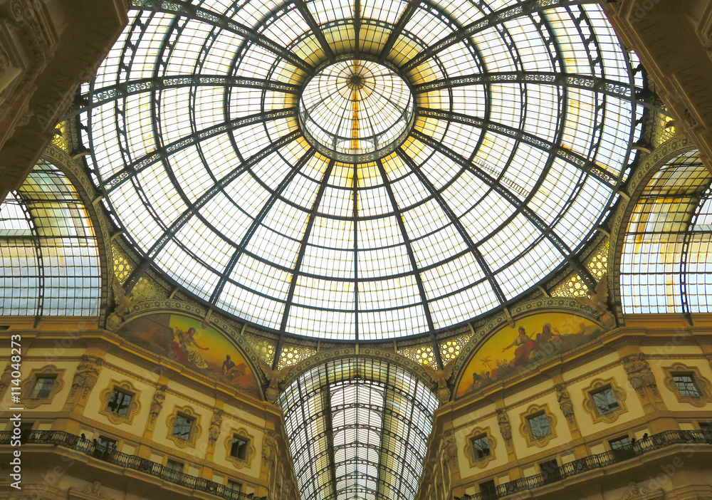 Dome of the Gallery Vittorio Emanuele II,Milan,Italy