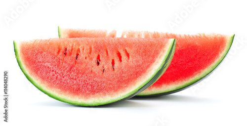 Reife und Saftige Wassermelone auf weissem Hintergrund