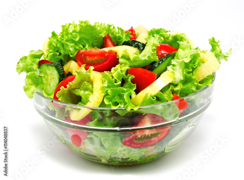 Fresh vegetable salad isolated on a white
