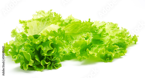 Fresh lettuce leaves isolated on a white