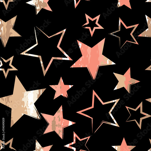 Geometric modern seamless pattern. Grunge texture. Stars.