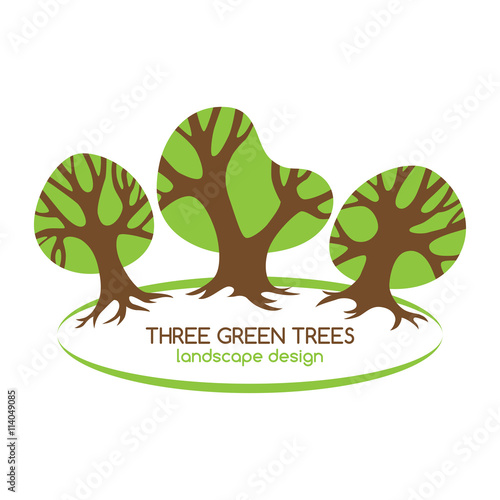 Three green trees logo for landscaping.