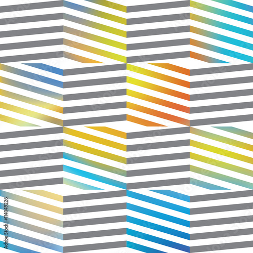 Linear grid with striped hexagons. Hexagonal geometric backgroun. Vector seamless background.