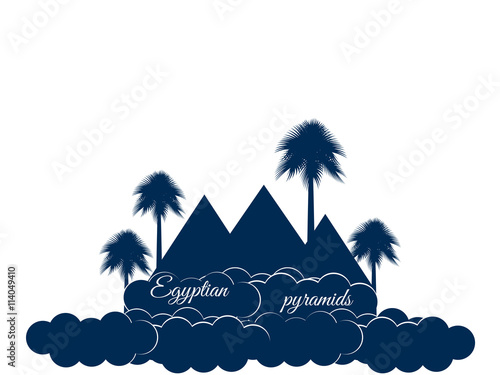 Egyptian pyramids isolated on white background. Egyptian pyramids in the clouds. The symbol of Egypt.