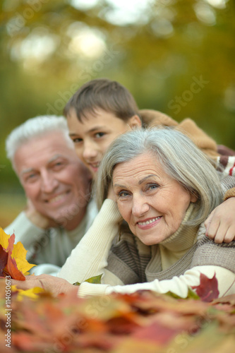 Family in autumn park