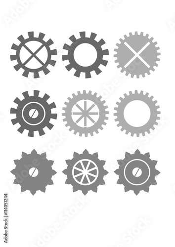 Cogwheel gear symbol. Flat cog icon set.