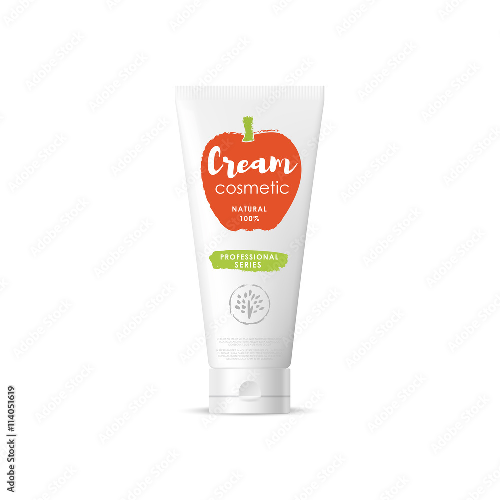 Handmade organic cosmetic brand of cream vector packaging template, body care product. Realistic bottle mock up set, isolated pack on white background. Handmade organic cosmetic brand of cream vector packaging template, body care product. Realistic bottle mock up set, isolated pack on white background.